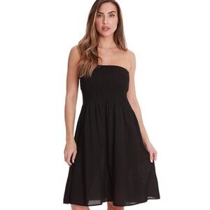 June & Ivy Black Strapless Mini Dress Size 1 Banded Top Chiffon Skirt